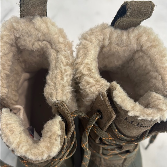 L.L. Bean Olive and Tan Boots with Shearling Liner - Picture 2 of 6